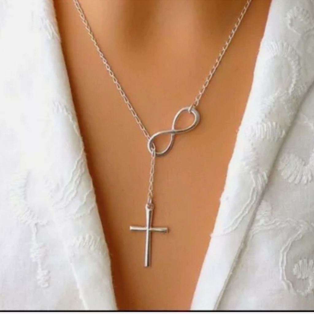 Clavicle Necklace Silver Pendant Choker Trendy Chain Jewelry Infinity Cross